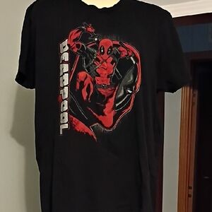 Marvel Black and Red Deadpool Short Sleeve Tee